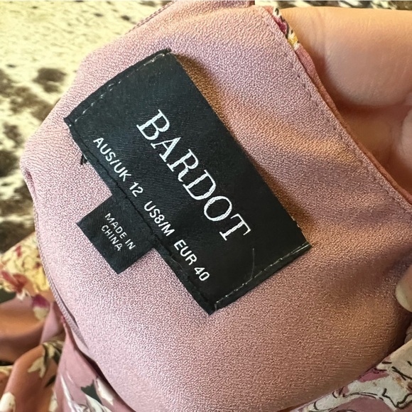 BARDOT Hazel Floral Long Sleeve Ruffle Cut Out Mini Dress Size 8 - Picture 8 of 12